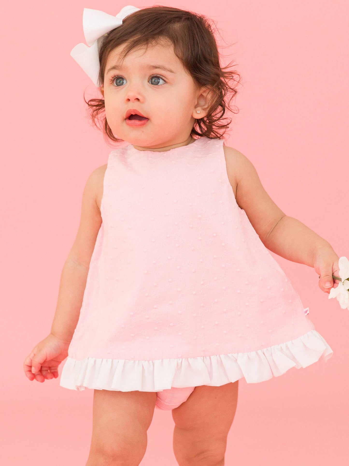 RuffleButts Swiss Dot Swing Top & Bloomer Set