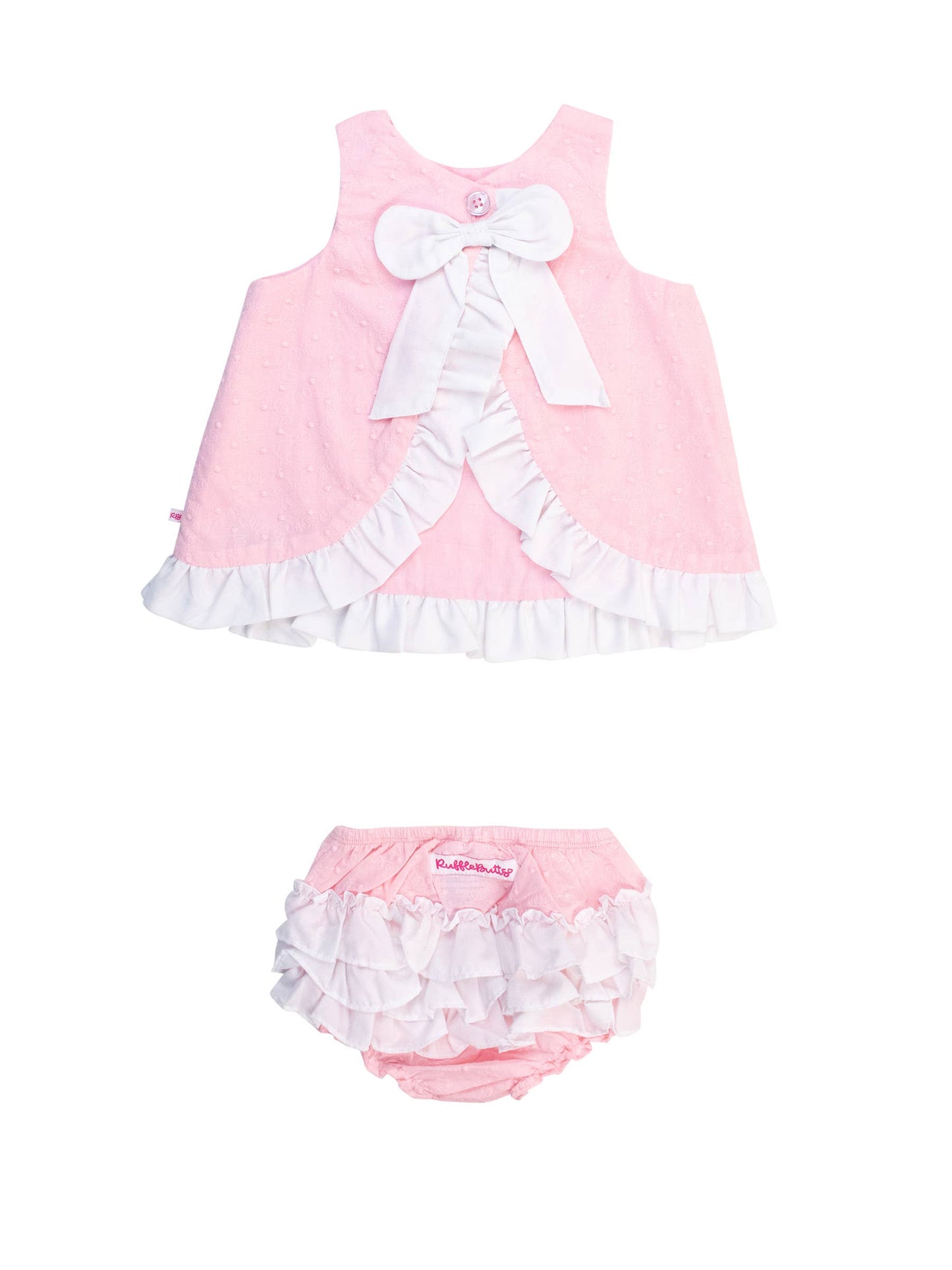 RuffleButts Swiss Dot Swing Top & Bloomer Set
