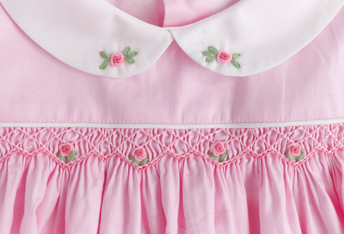 Pink Smocked Puff Sleeve Dress Set