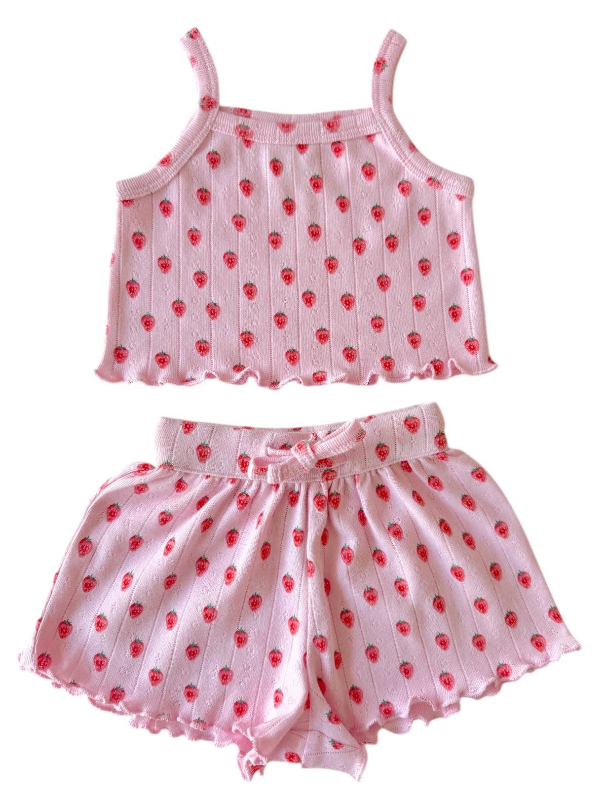 Pink Strawberry Organic Pointelle Summer Set