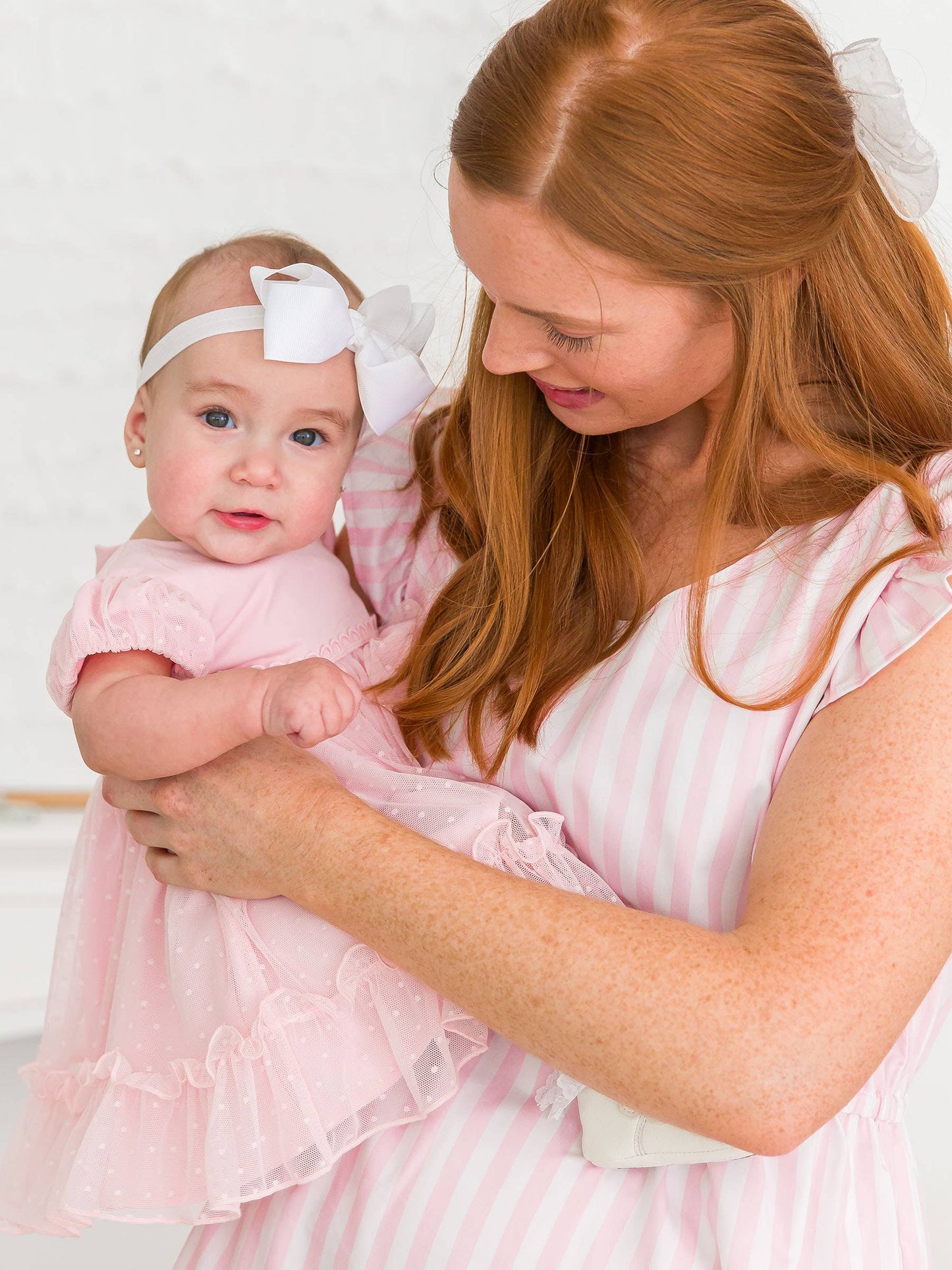 RuffleButts Pink Dotted Tulle Dress
