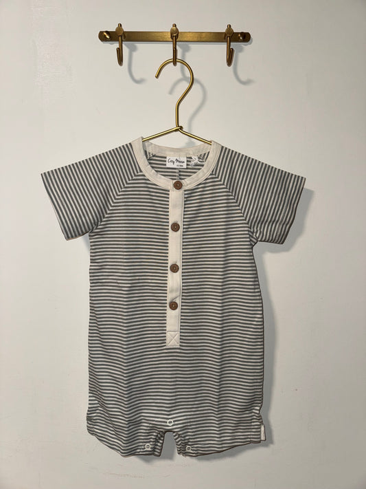 Steel Stripe Button Romper