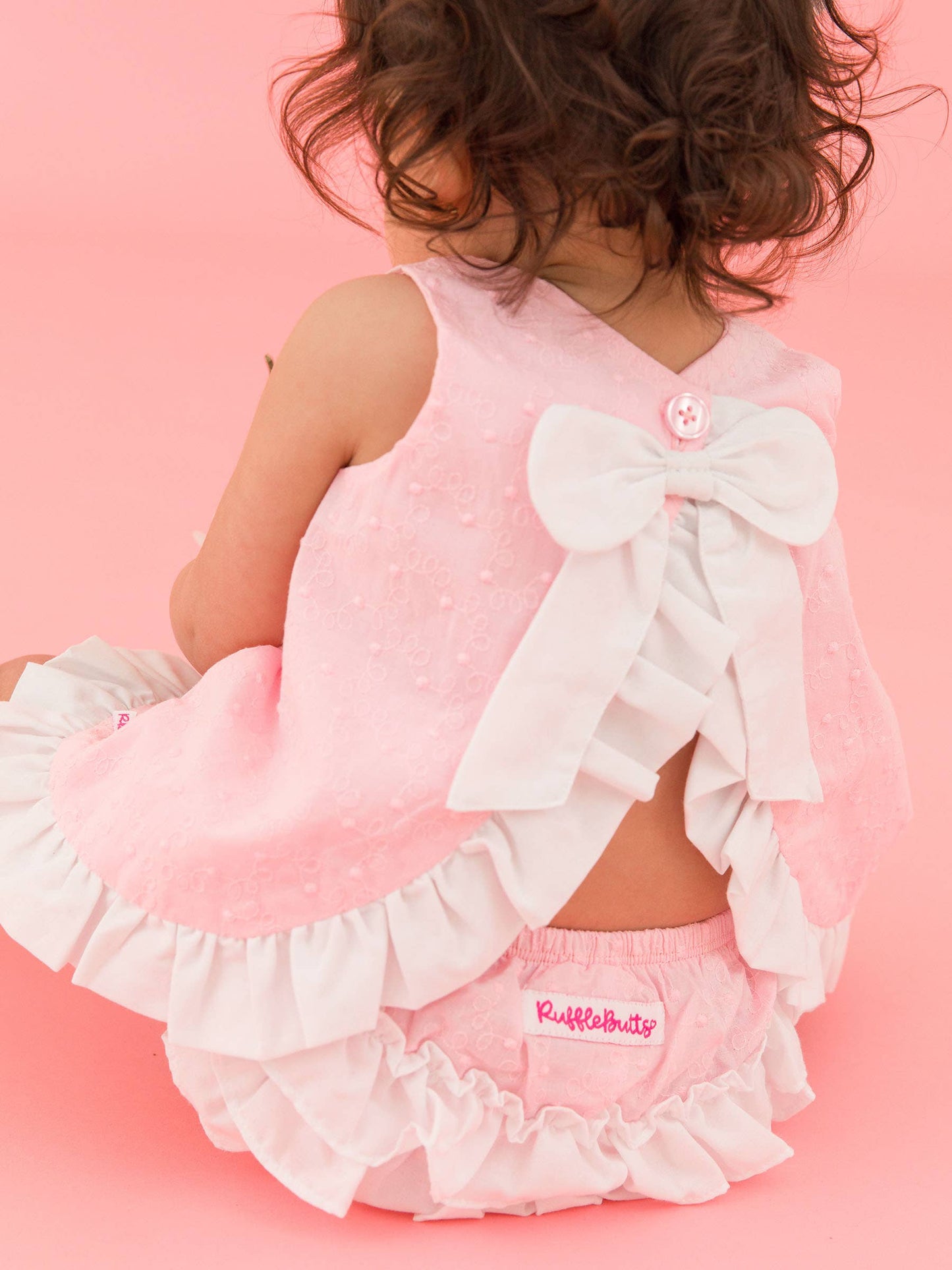 RuffleButts Swiss Dot Swing Top & Bloomer Set