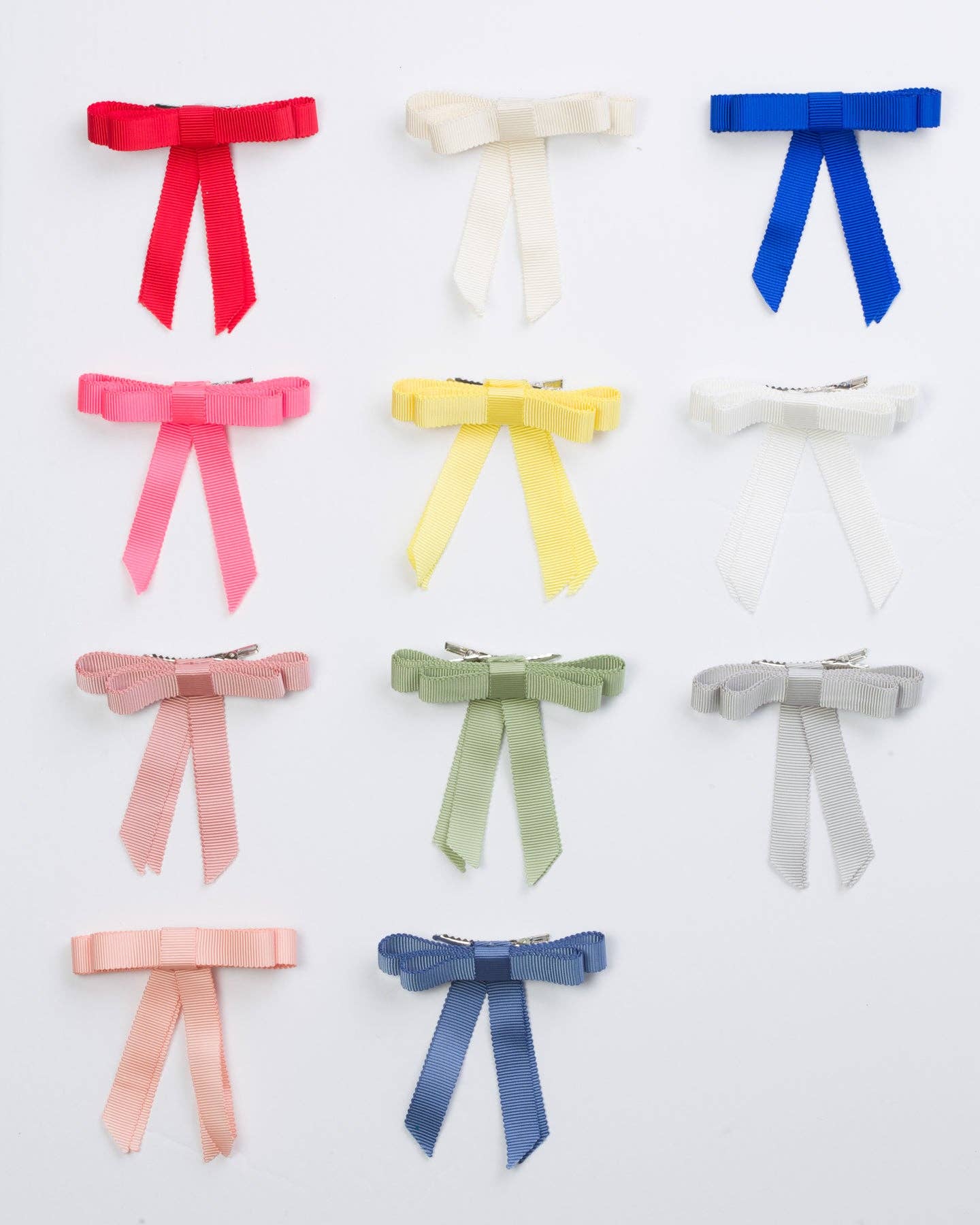 Grosgrain Bow Clip Set (2) - Ivory