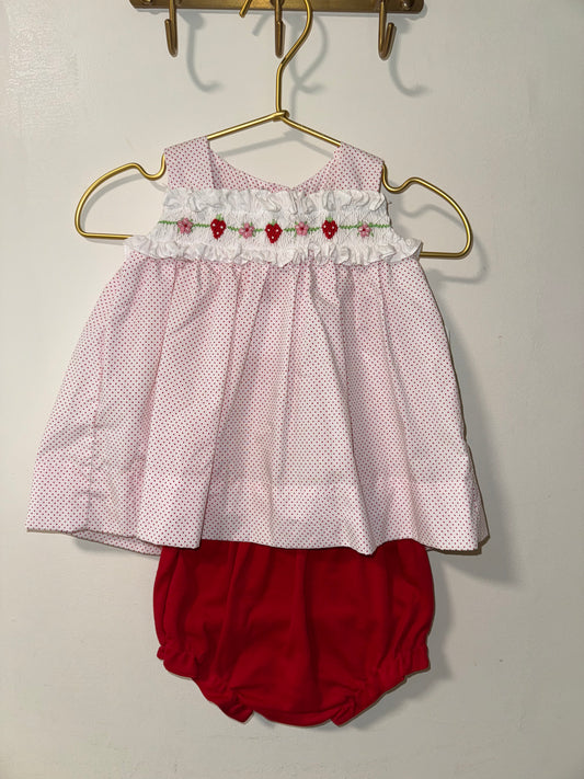 Suntop & Bloomer Set with Strawberry Smocking