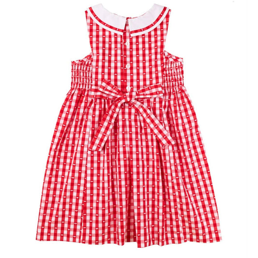 Red Gingham Collared Dress