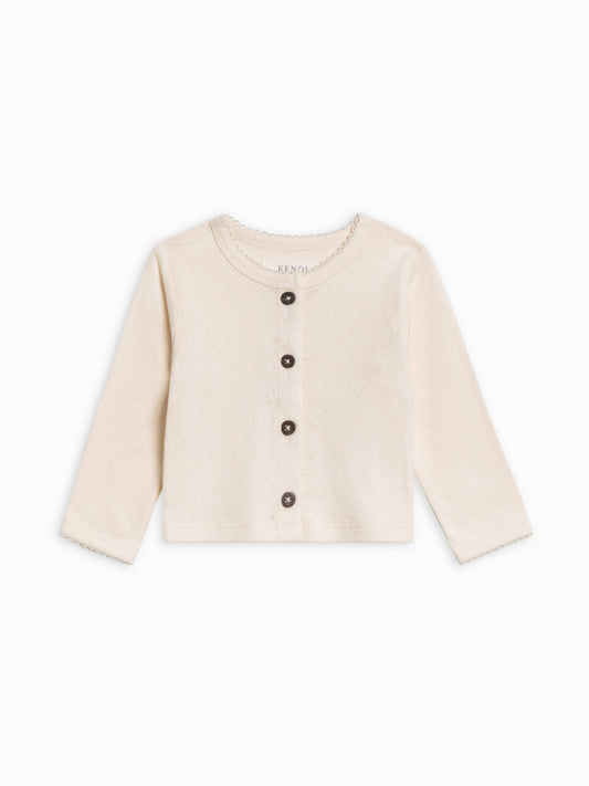 Clara Pointelle Button Down Cardigan