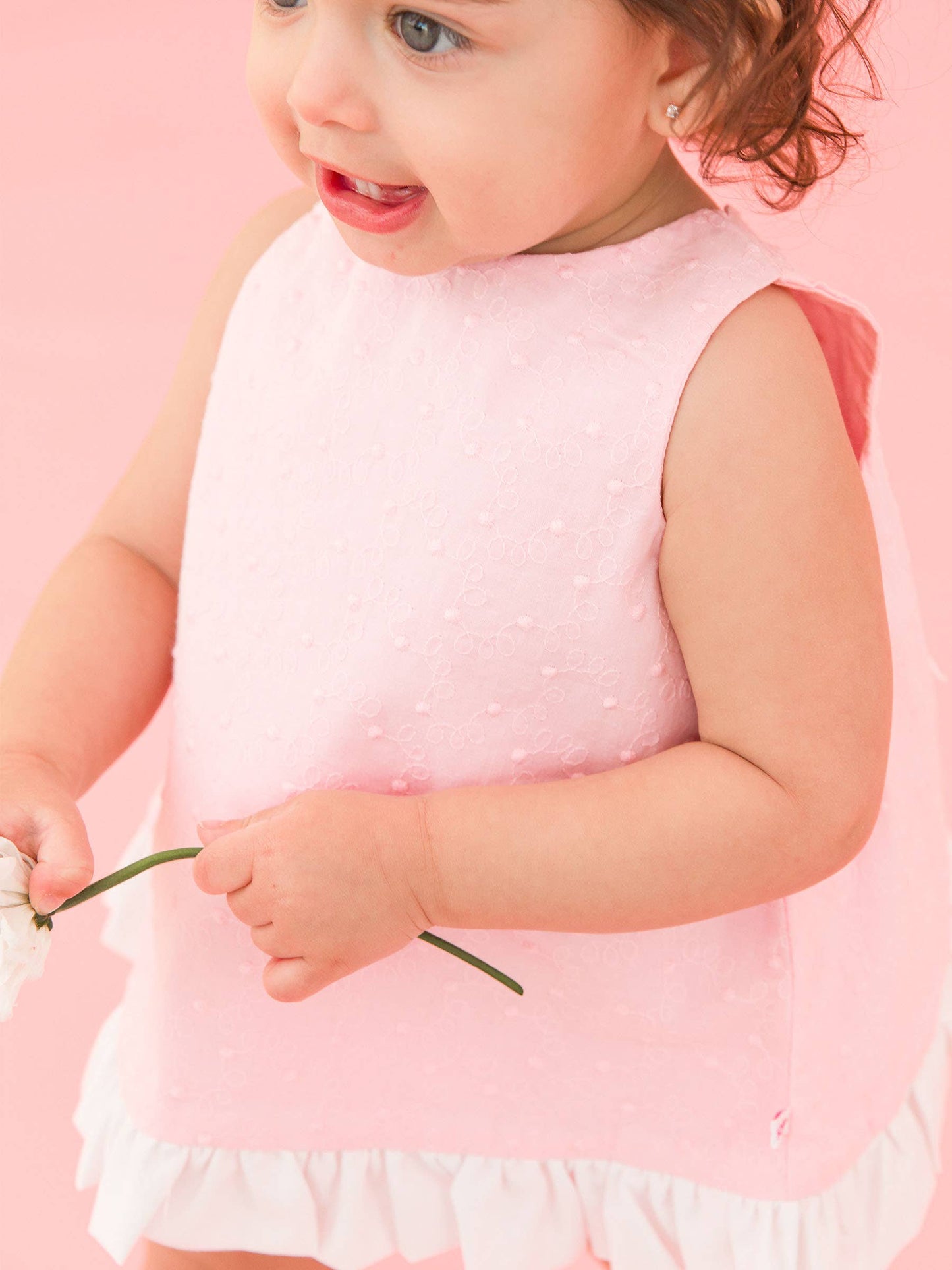 RuffleButts Swiss Dot Swing Top & Bloomer Set