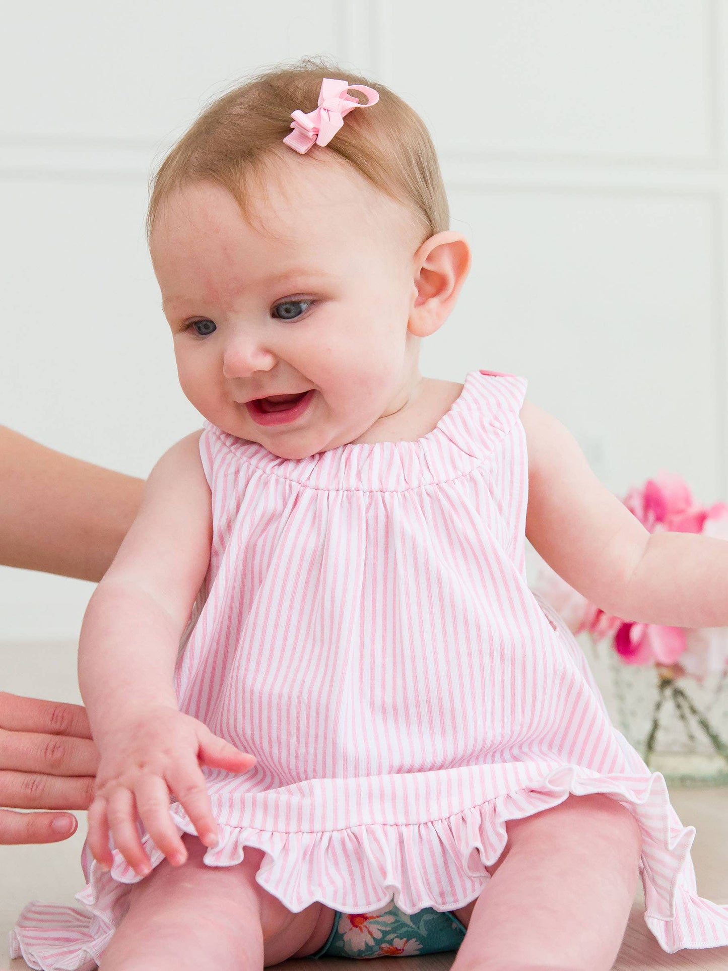 RuffleButts Girls Pink Mini Bow Hair Clip Set