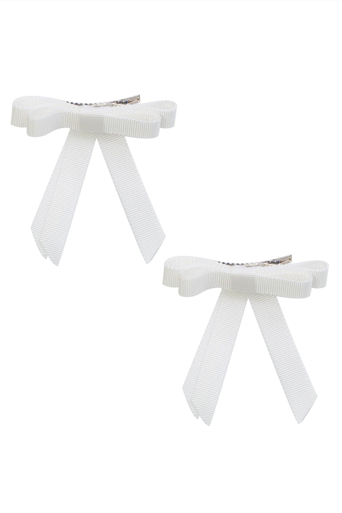 Grosgrain Bow Clip Set (2) - White