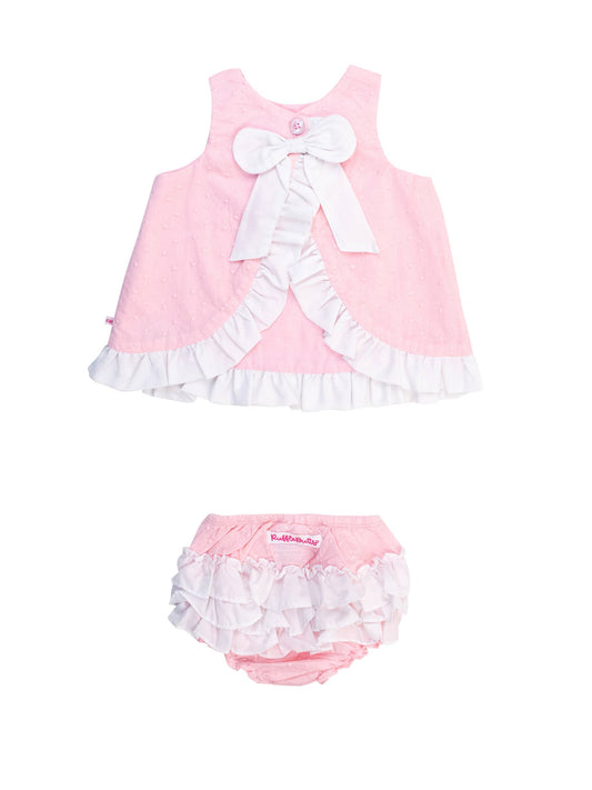 RuffleButts Swiss Dot Swing Top & Bloomer Set
