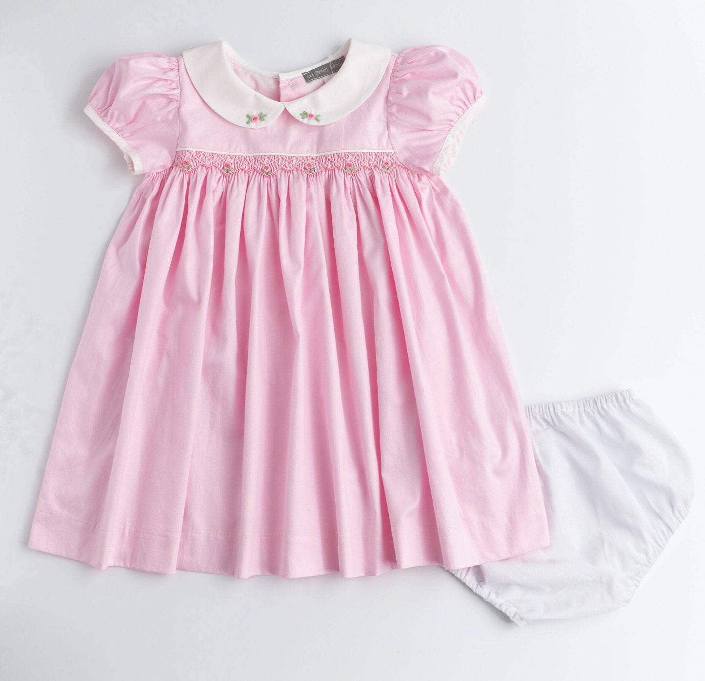 Pink Smocked Puff Sleeve Dress Set