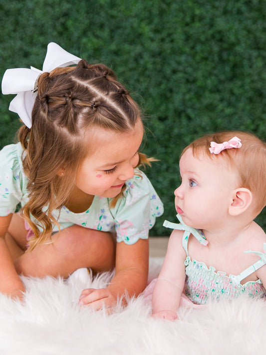 RuffleButts Girls Pink Mini Bow Hair Clip Set
