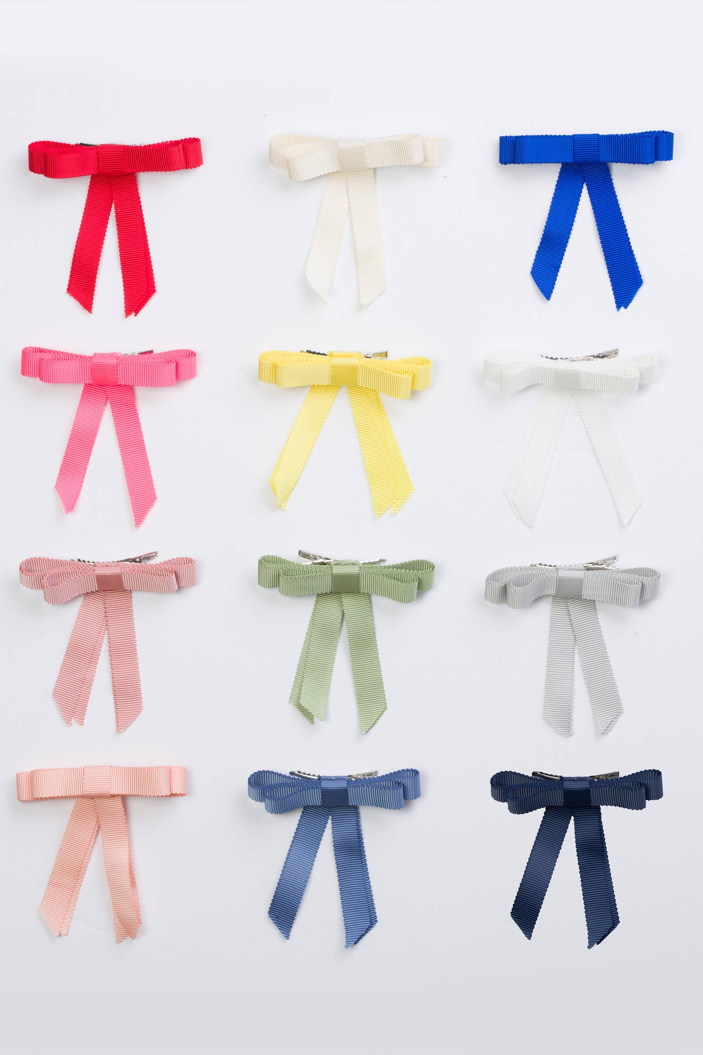 Grosgrain Bow Clip Set (2) - White