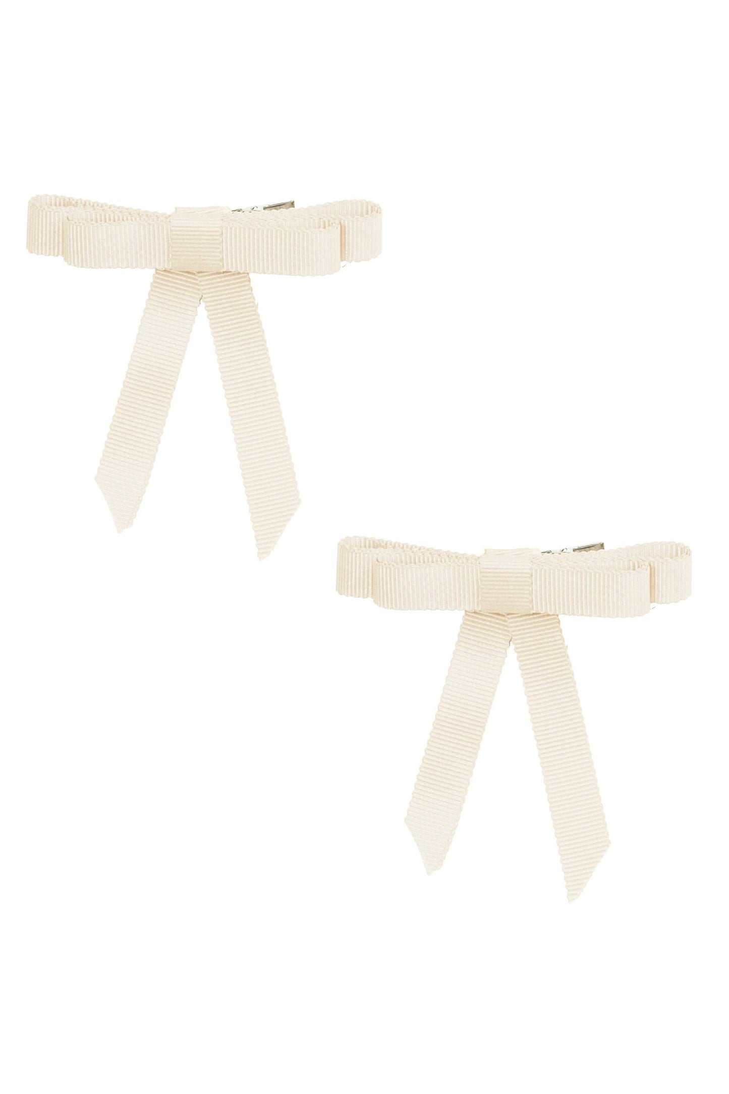 Grosgrain Bow Clip Set (2) - Ivory