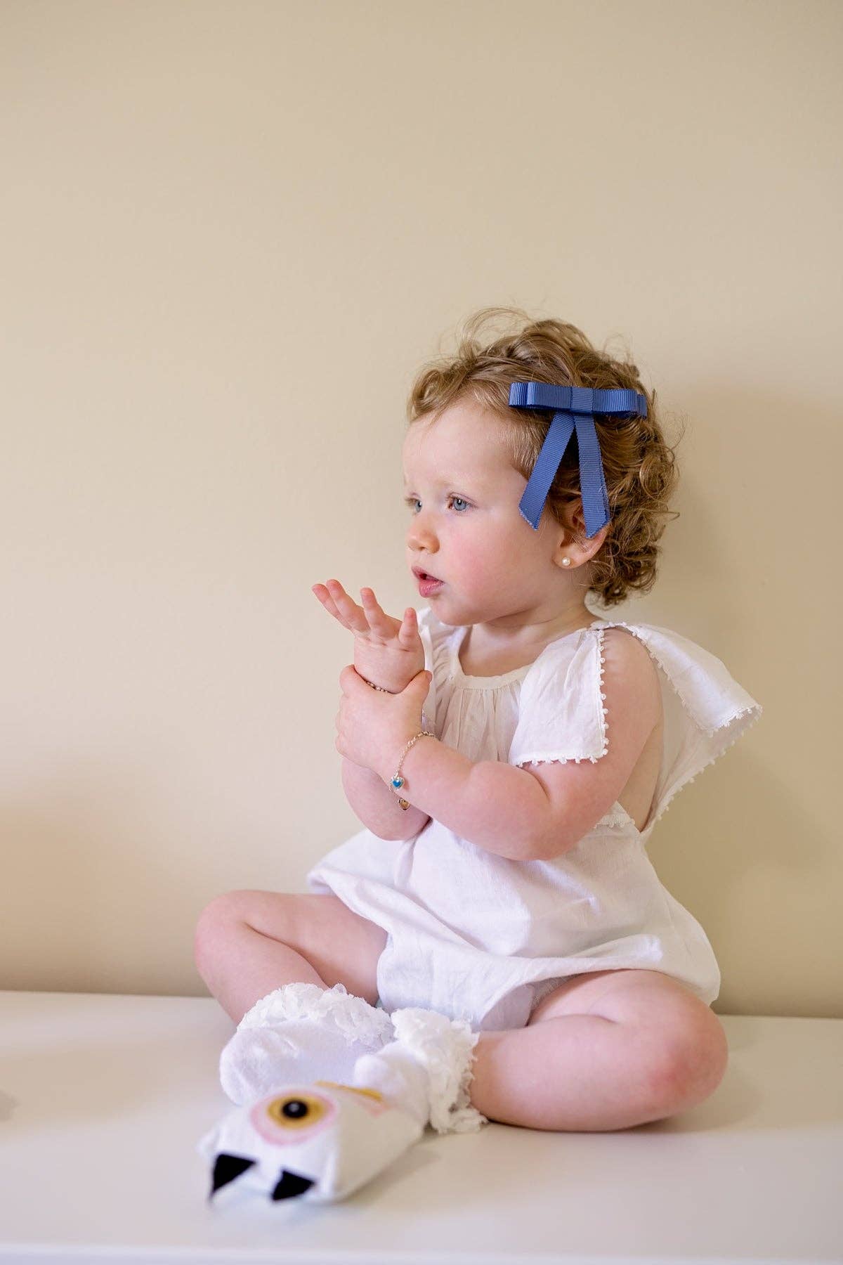 Grosgrain Bow Clip Set (2) - Ivory