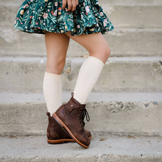 Cable Knit Knee High Socks (Vanilla)