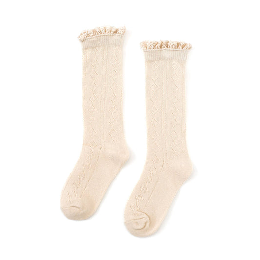 Fancy Lace Top Knee High Socks (Vanilla)