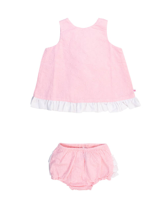 RuffleButts Swiss Dot Swing Top & Bloomer Set