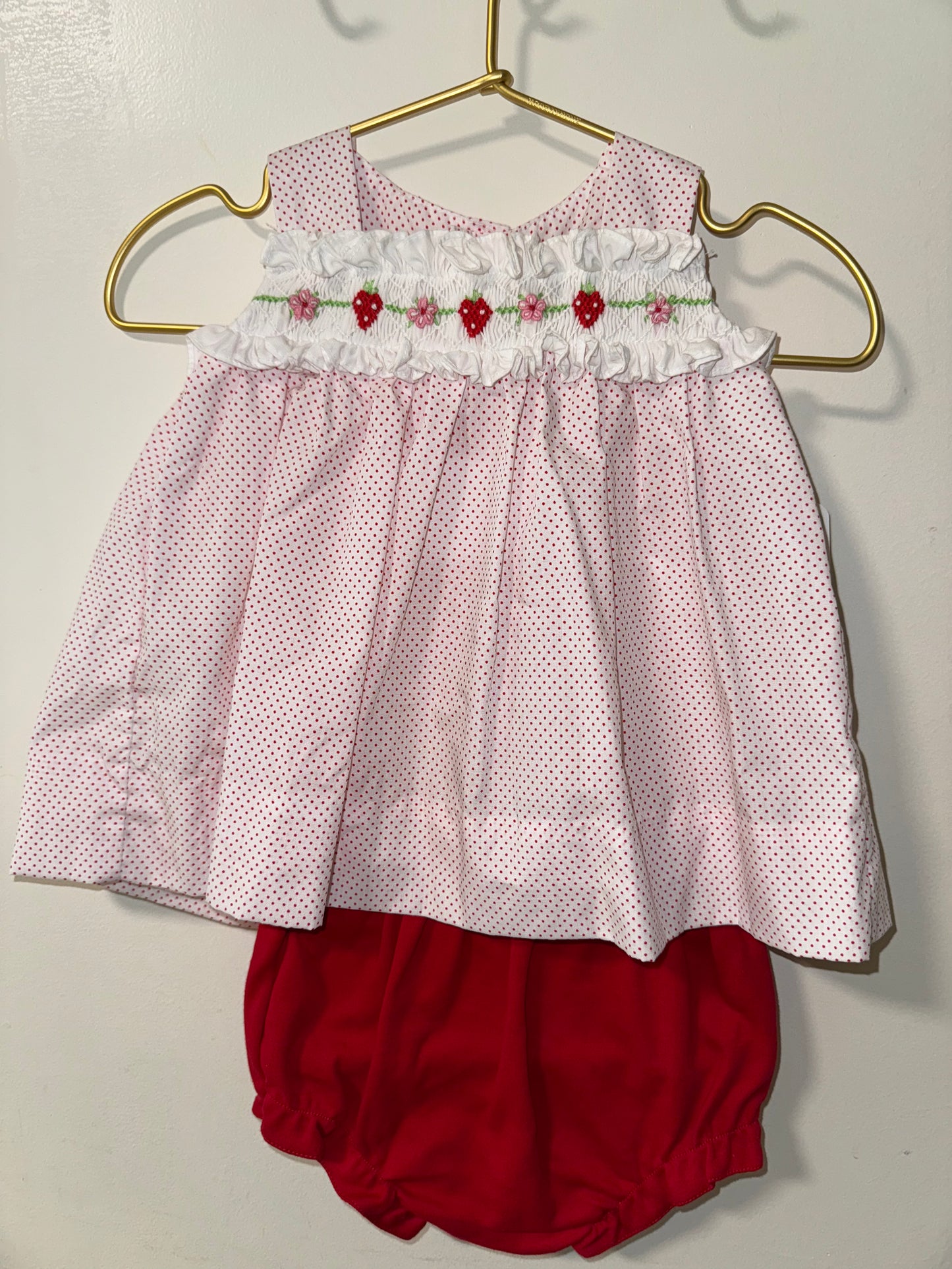 Suntop & Bloomer Set with Strawberry Smocking