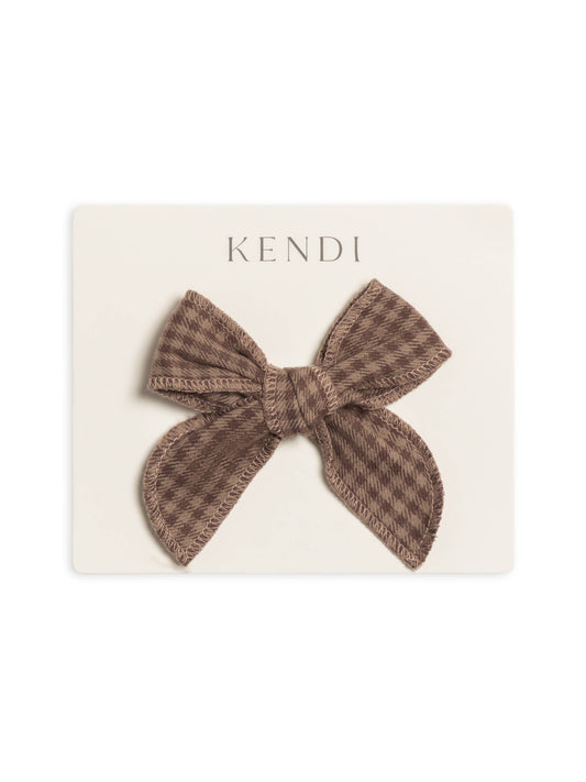 Flannel Bow Hair Clip - Chestnut Plaid