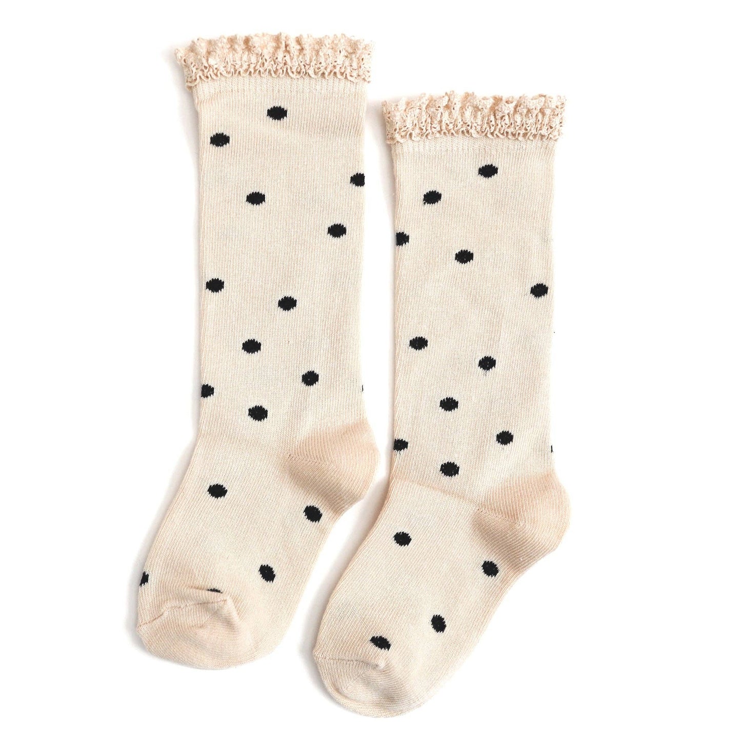 Lace Top Knee High Socks (Vanilla Dot)