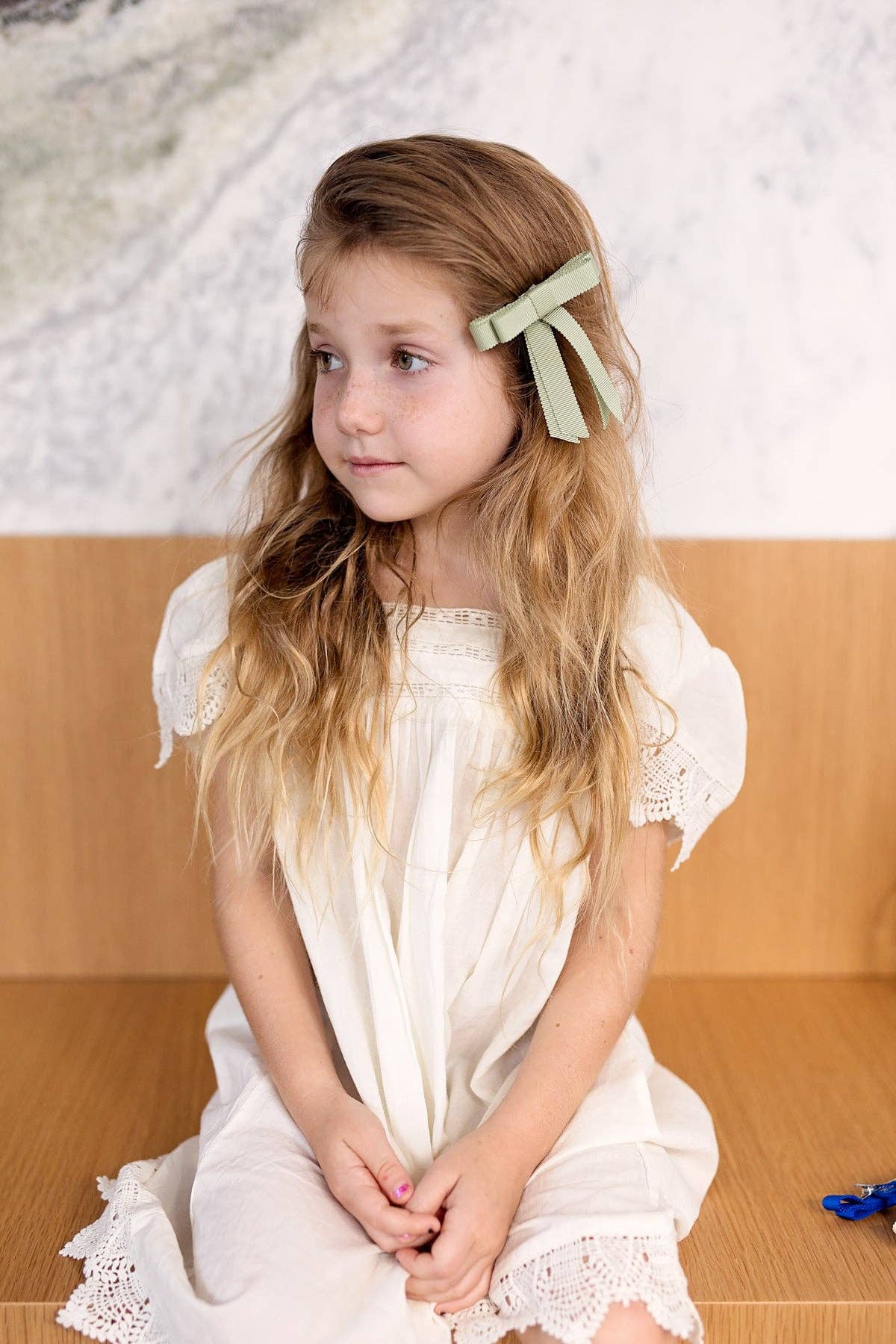 Grosgrain Bow Clip Set (2) - Ivory