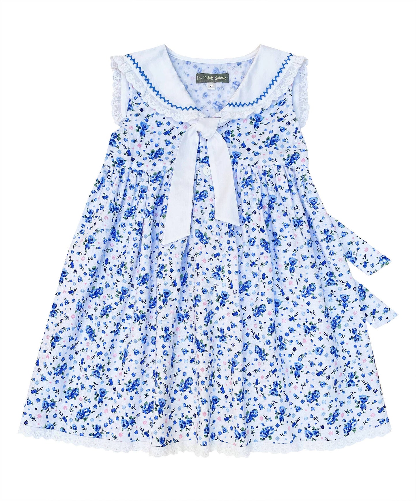 Blue Sailor Collar Floral Dress