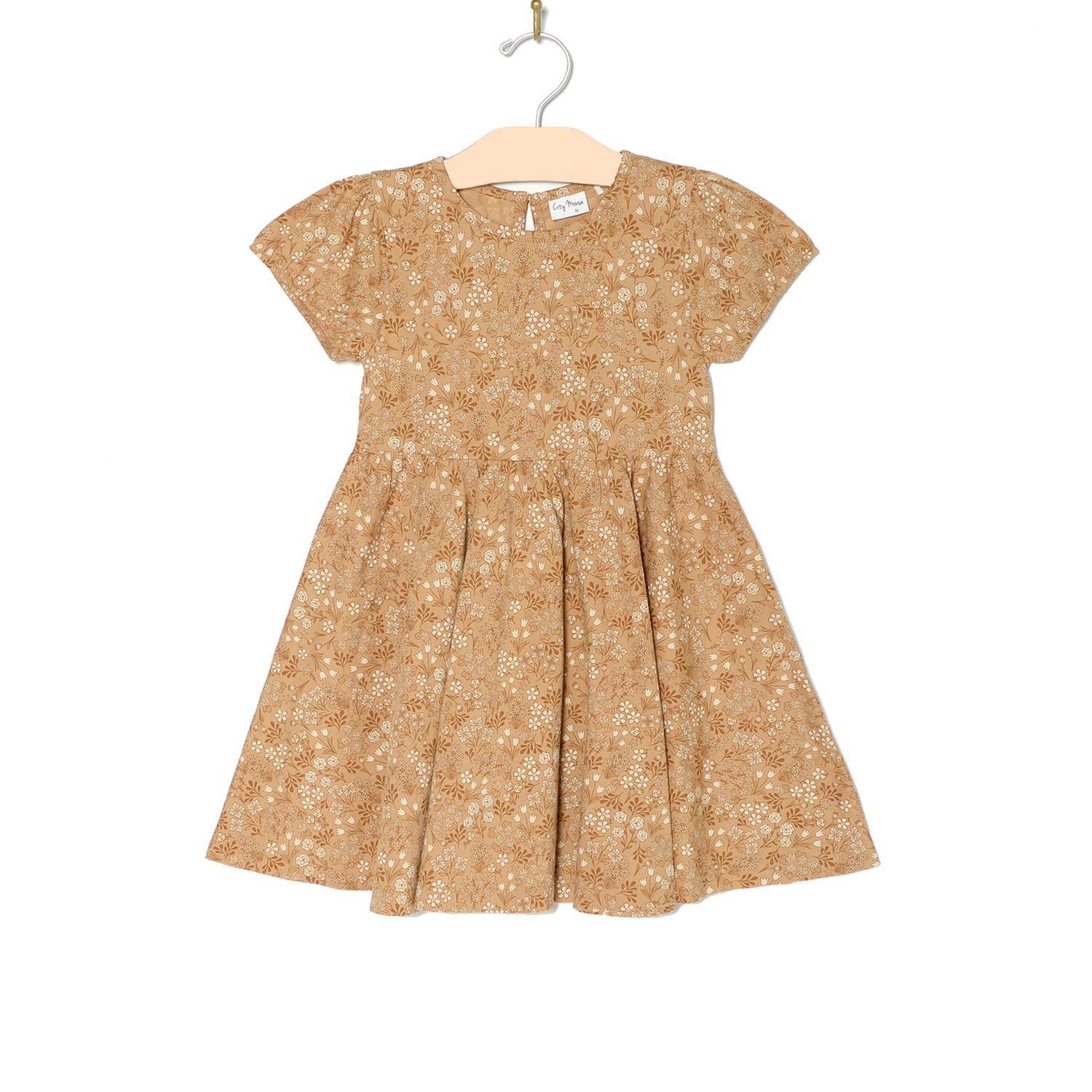 golden yellow floral dress with a twirl skirt 
