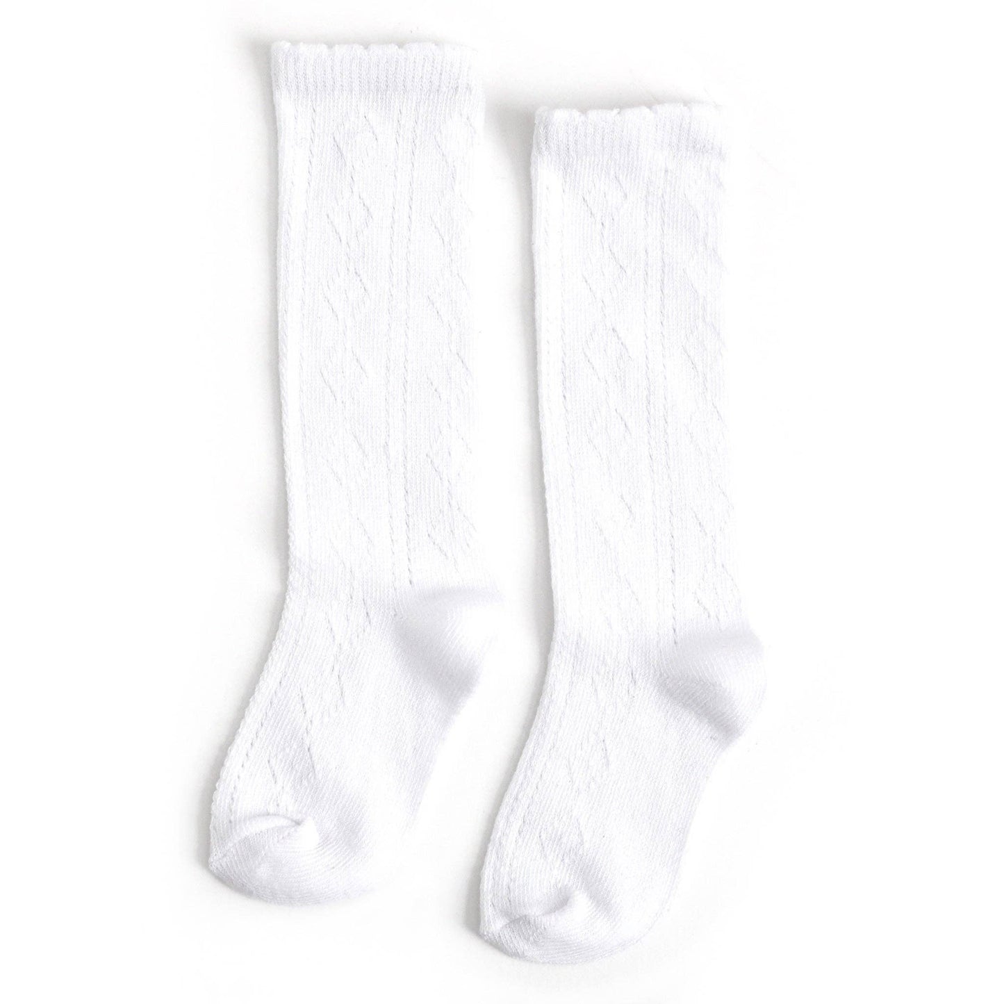 Scalloped Fancy Knee High Socks (White)