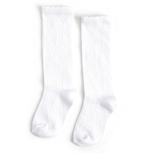Scalloped Fancy Knee High Socks (White)