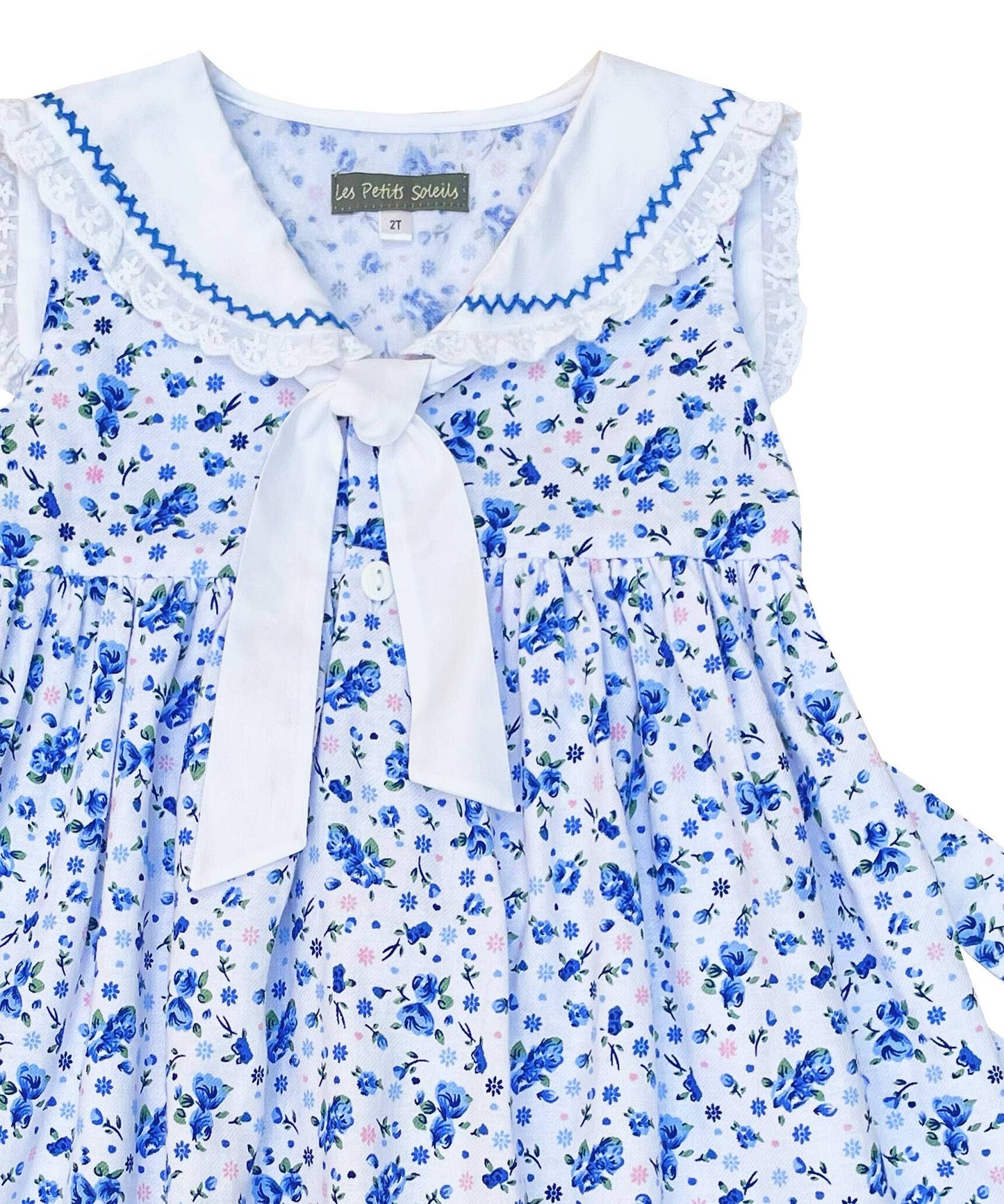 Blue Sailor Collar Floral Dress
