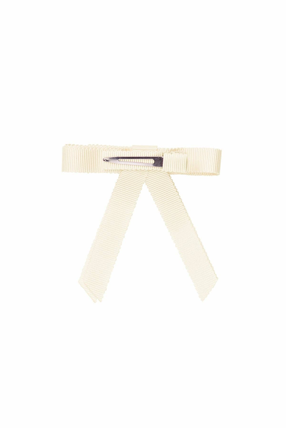 Grosgrain Bow Clip Set (2) - Ivory