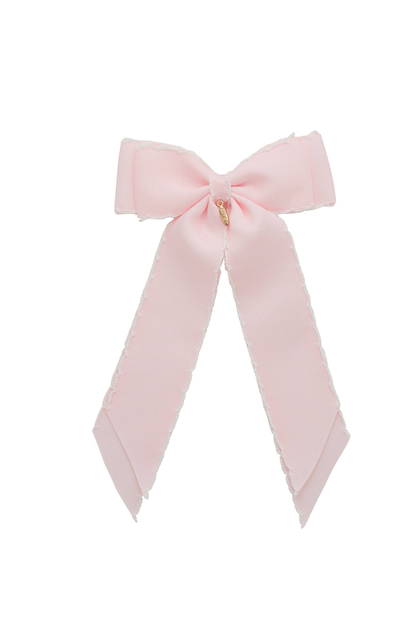 Madeline Small Bow Moonstitch Clip - Powder Pink