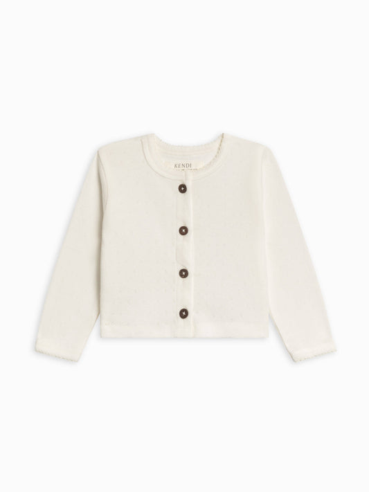 Clara Pointelle Button Down Cardigan
