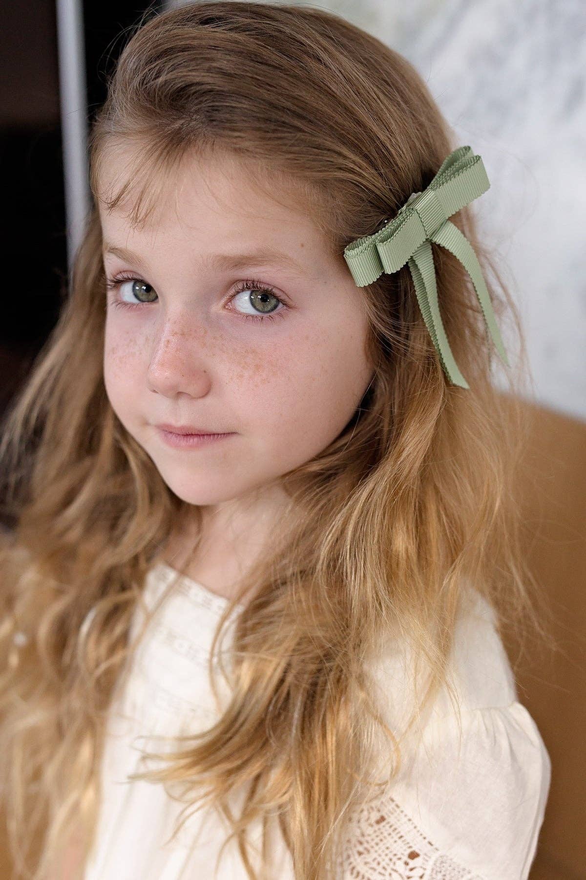 Grosgrain Bow Clip Set (2) - Ivory